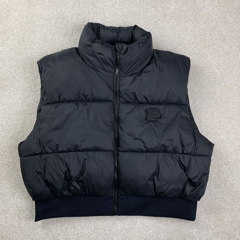 NWT Victoria's Secret Pink Crop Puffer Sleeveless Vest Black - Picture 1 of 11